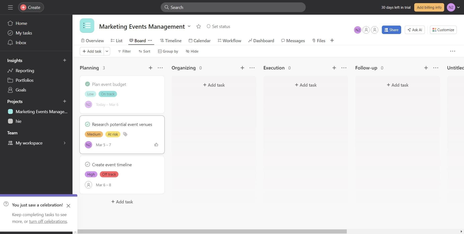 Verify completion in Board