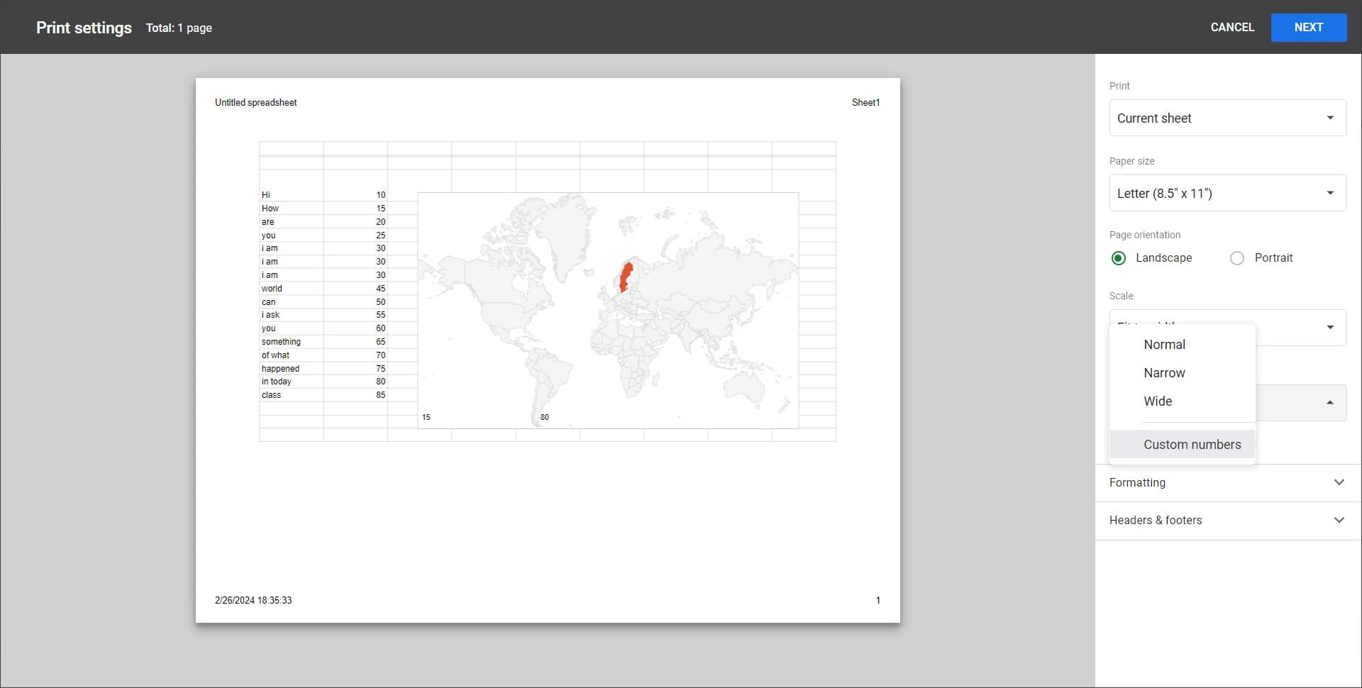 Click on Custom numbers