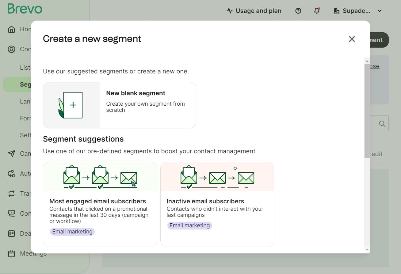 Confirm template selection