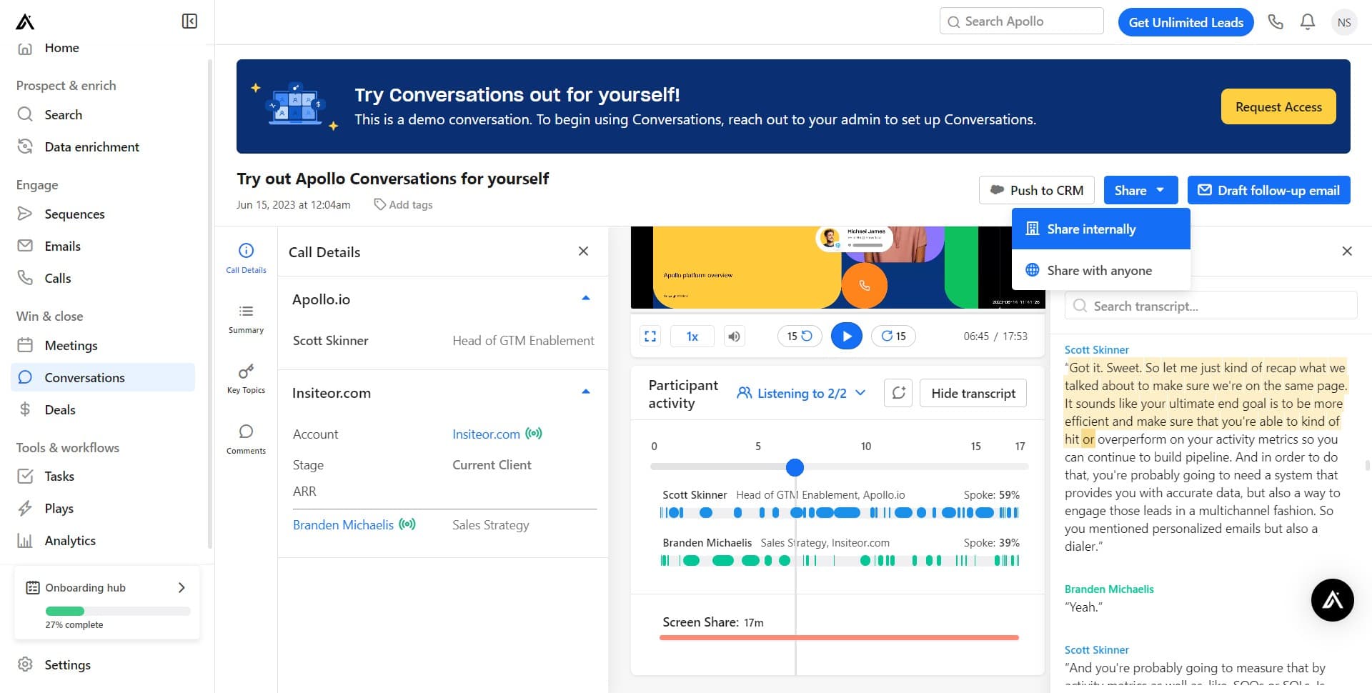 Share internally with your team