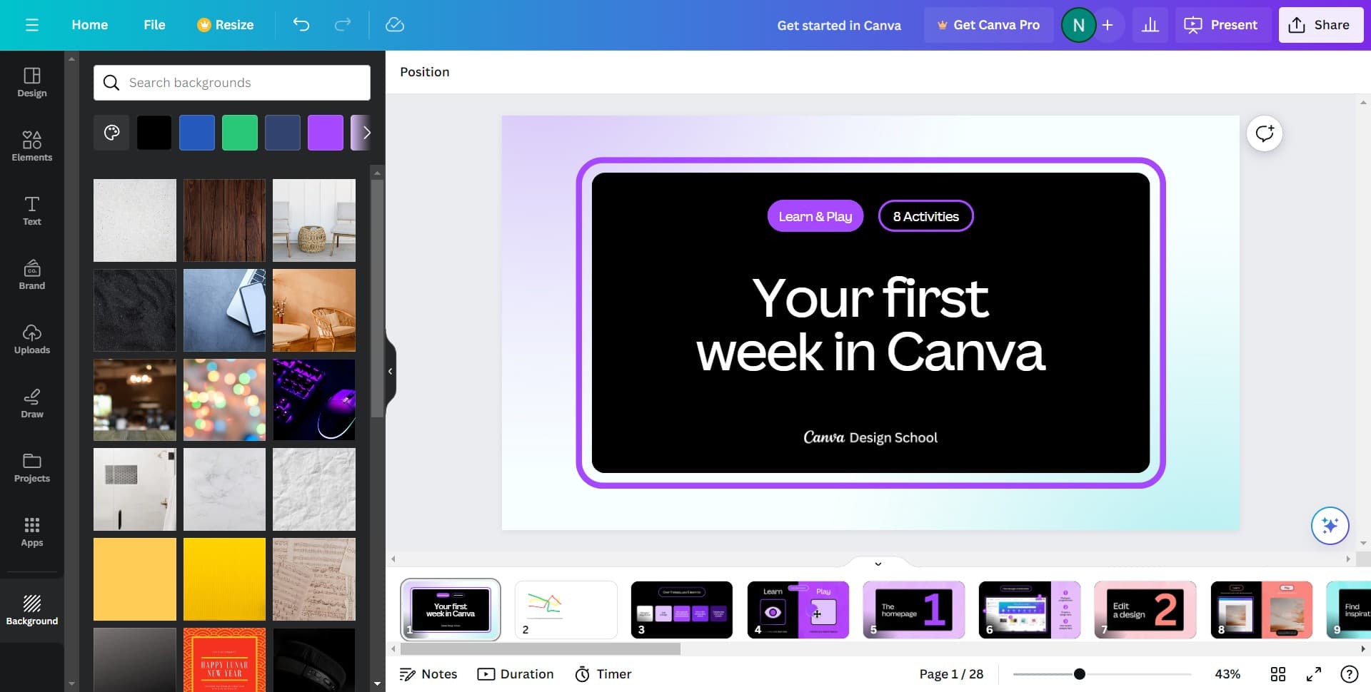 Select a background option