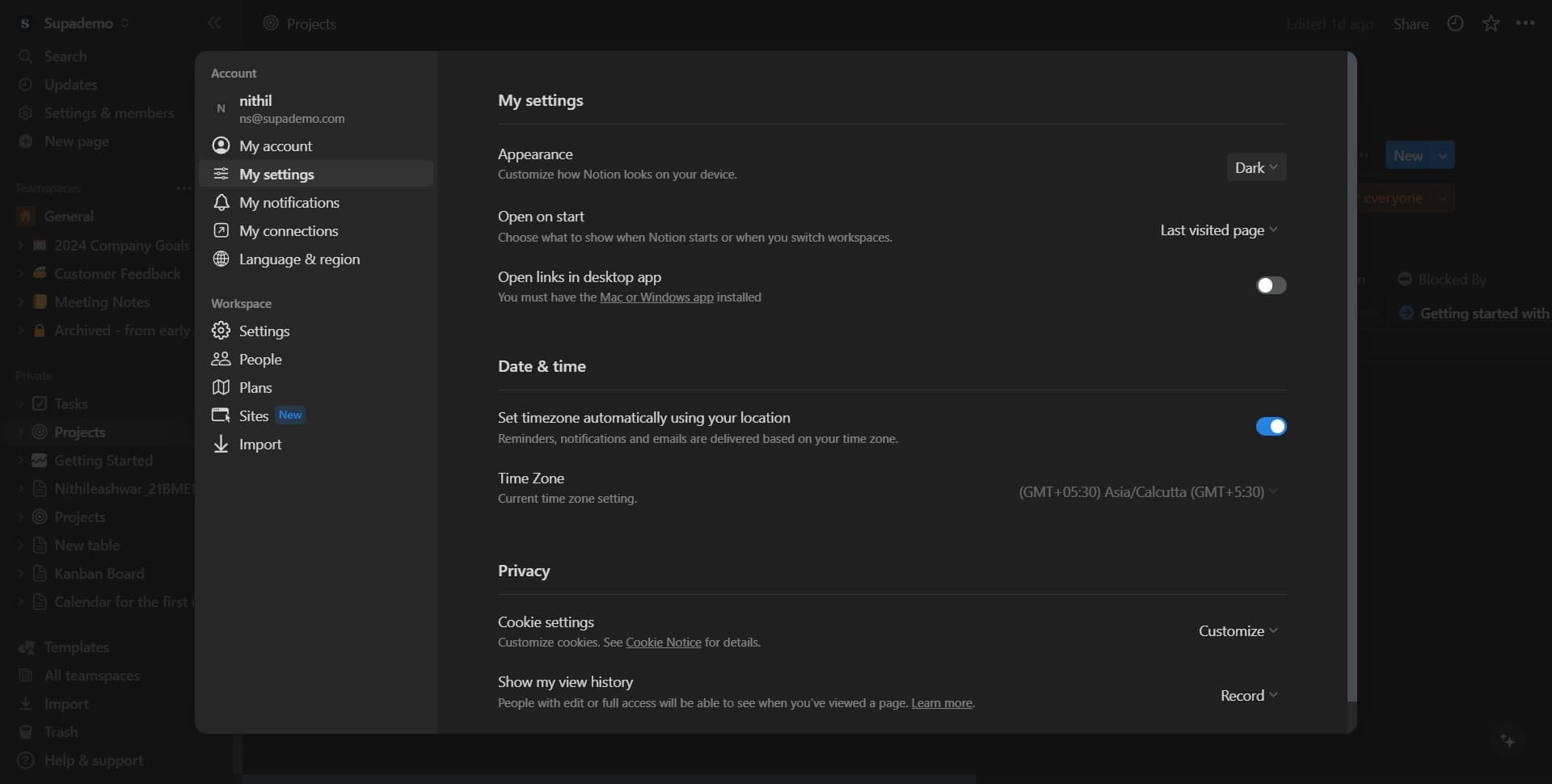 Confirm Dark mode selection