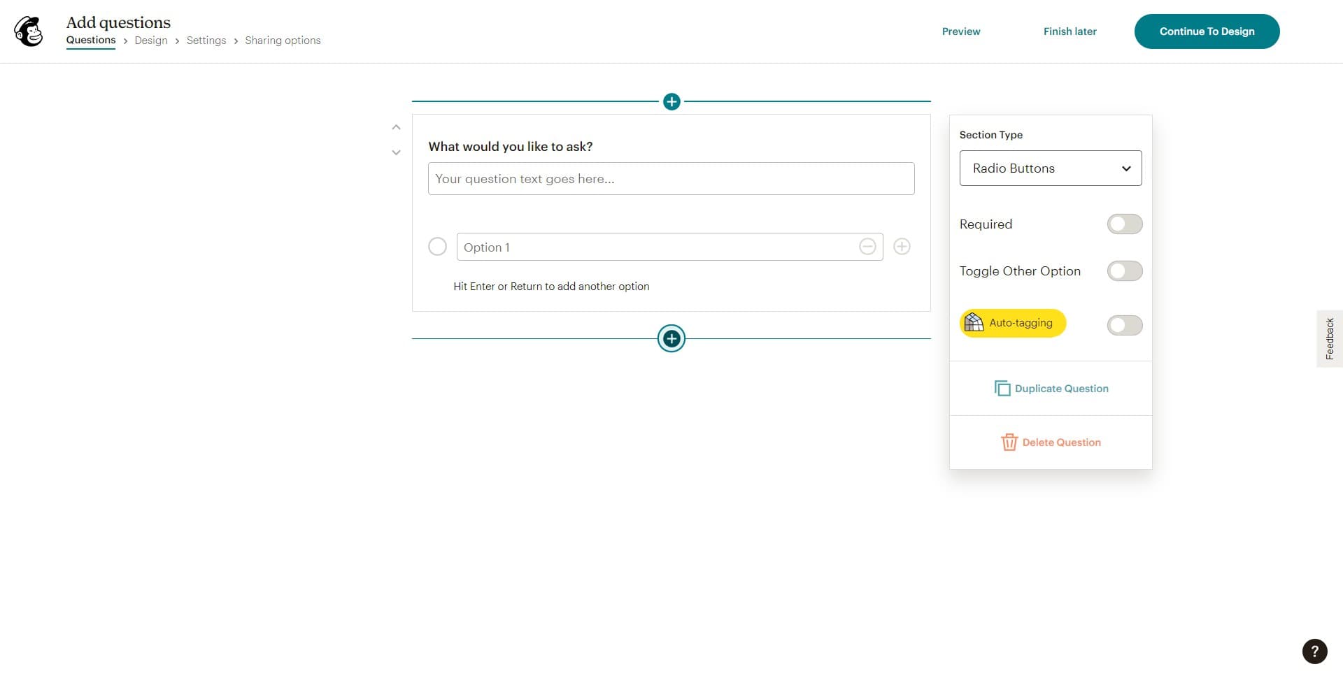 Add your survey question