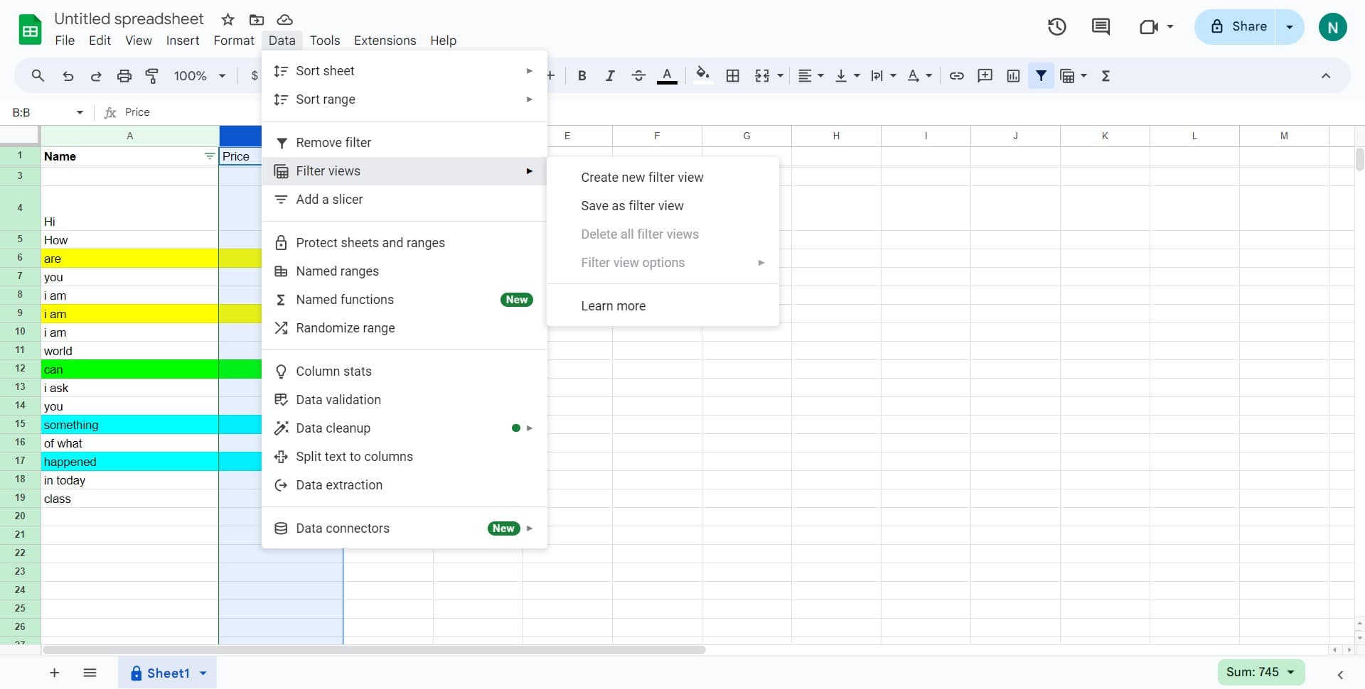 Select Filter views option