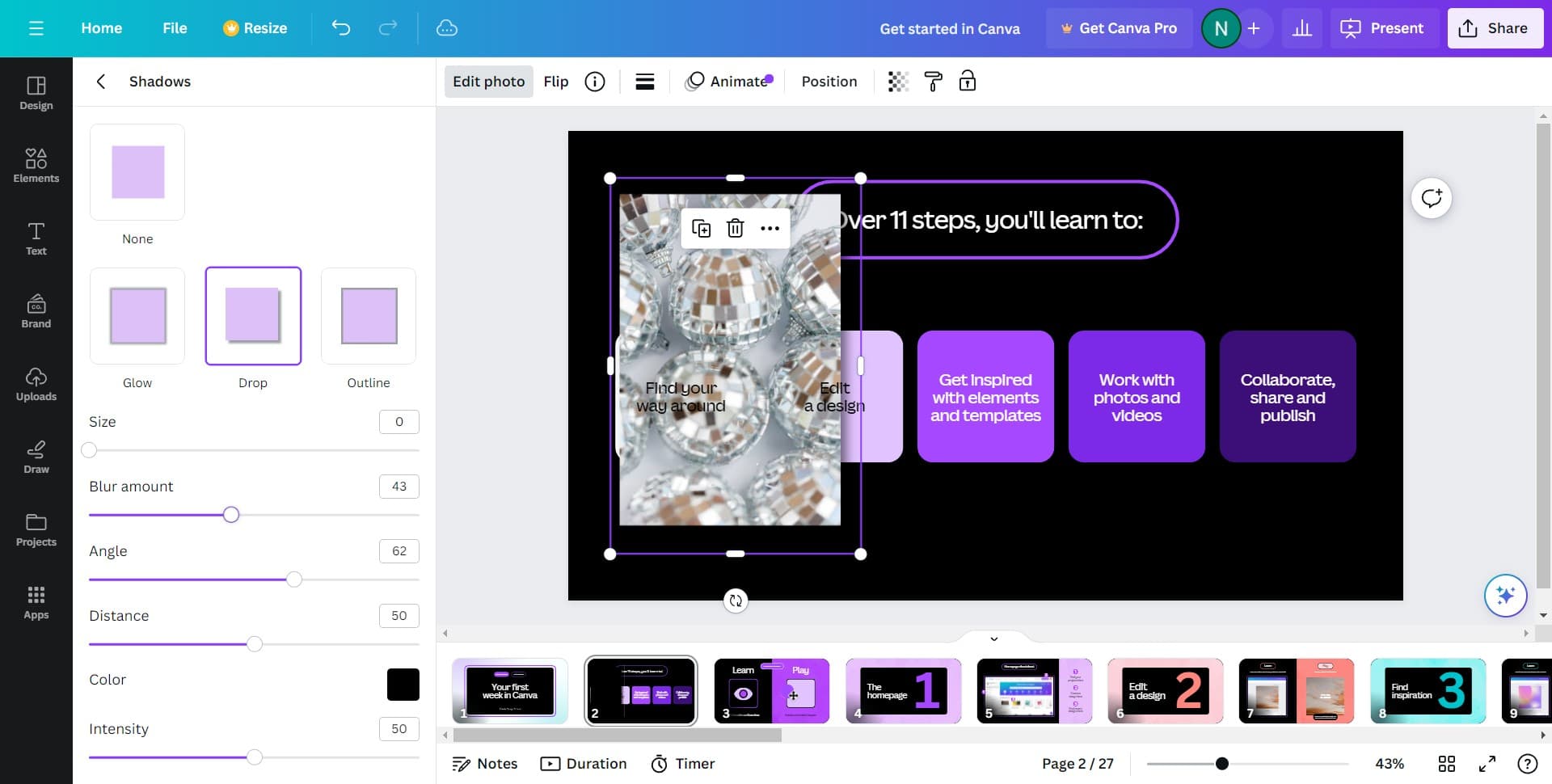 Apply the drop shadow effect