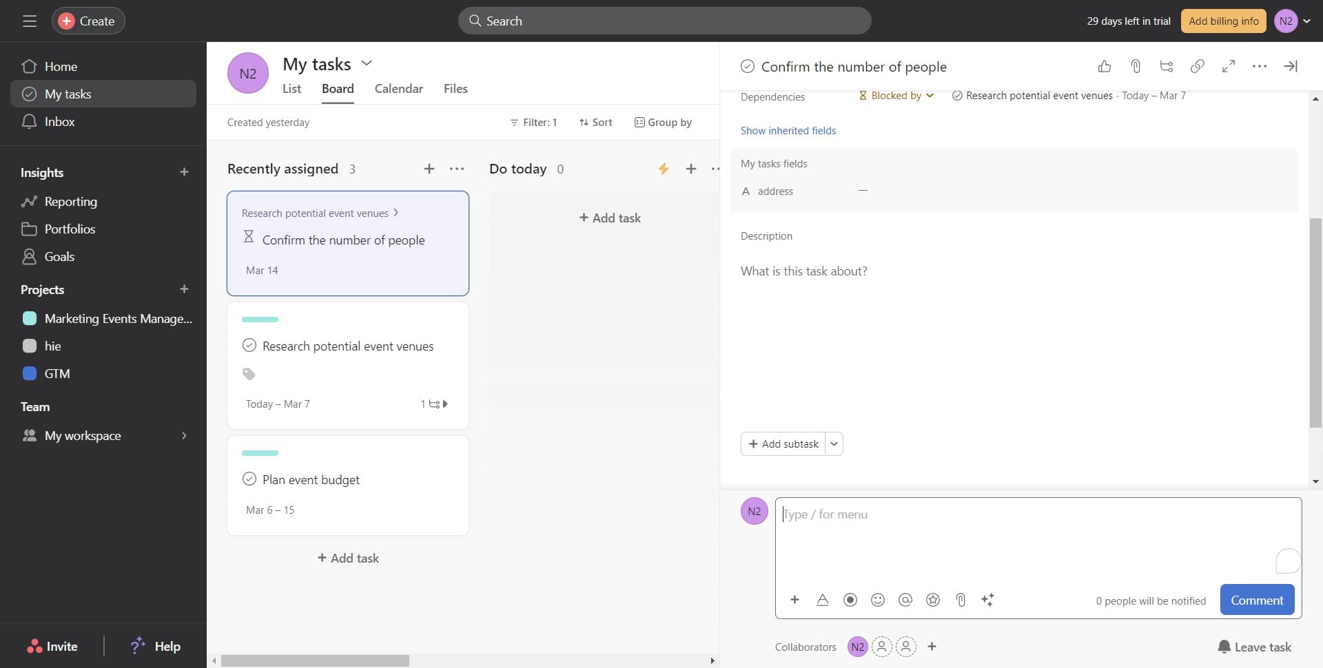 Open the task details