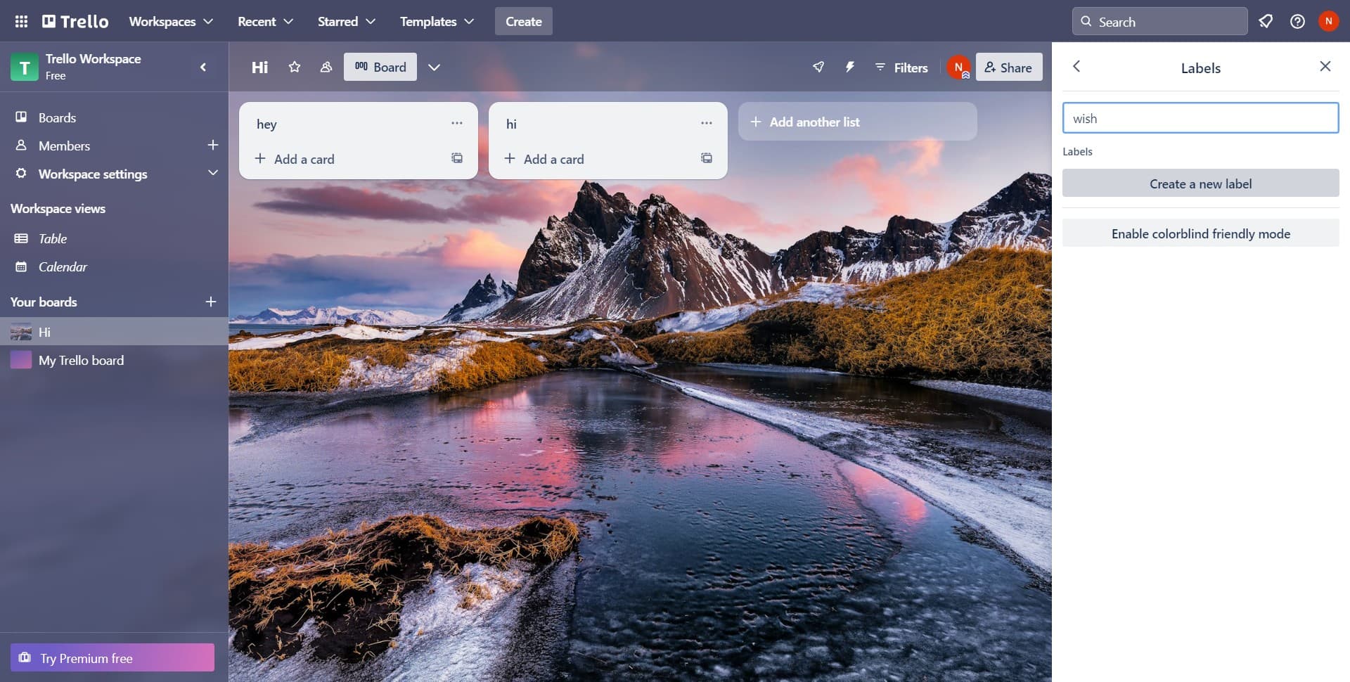 Select Create a new label