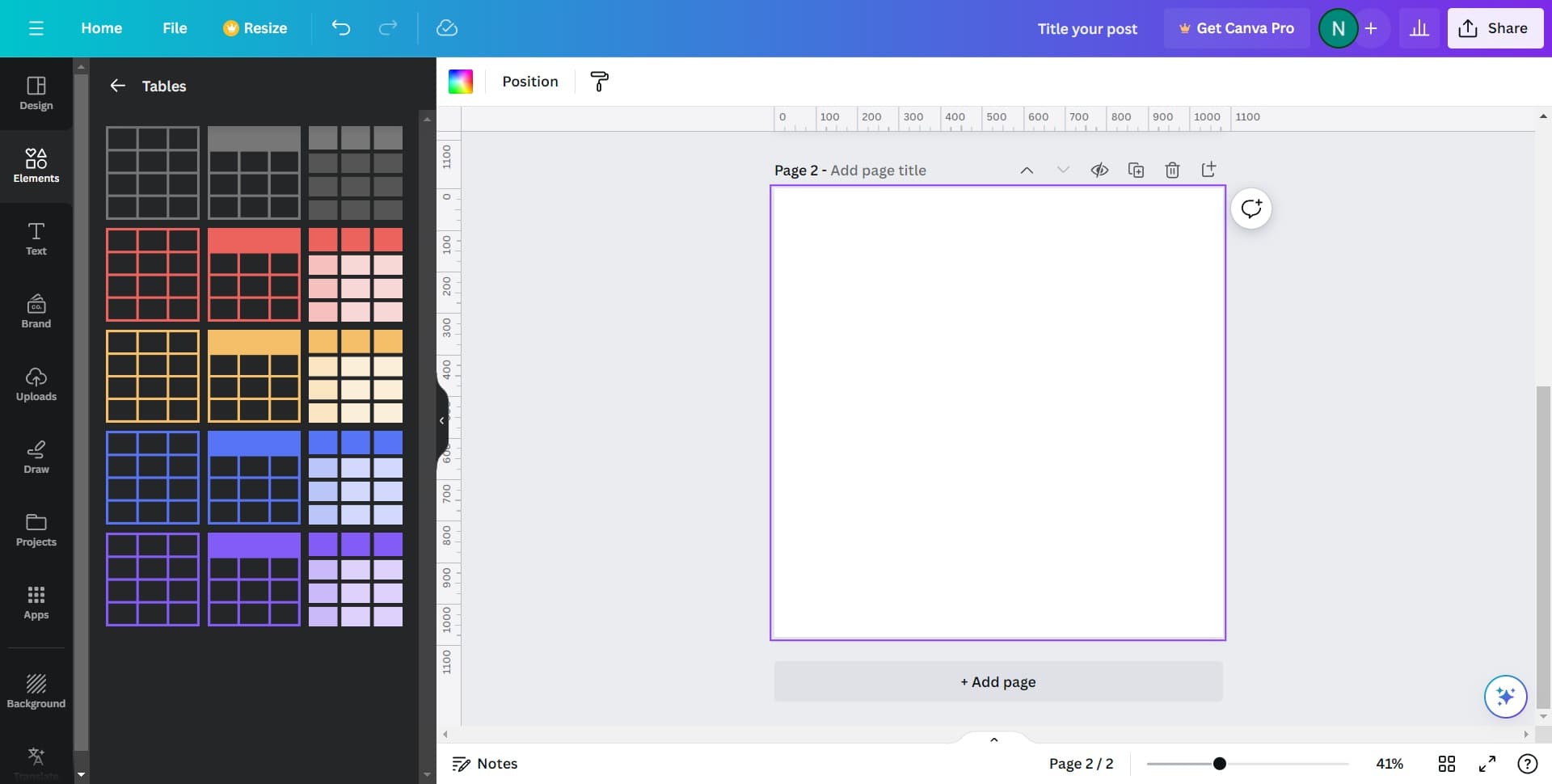 Insert your chosen table