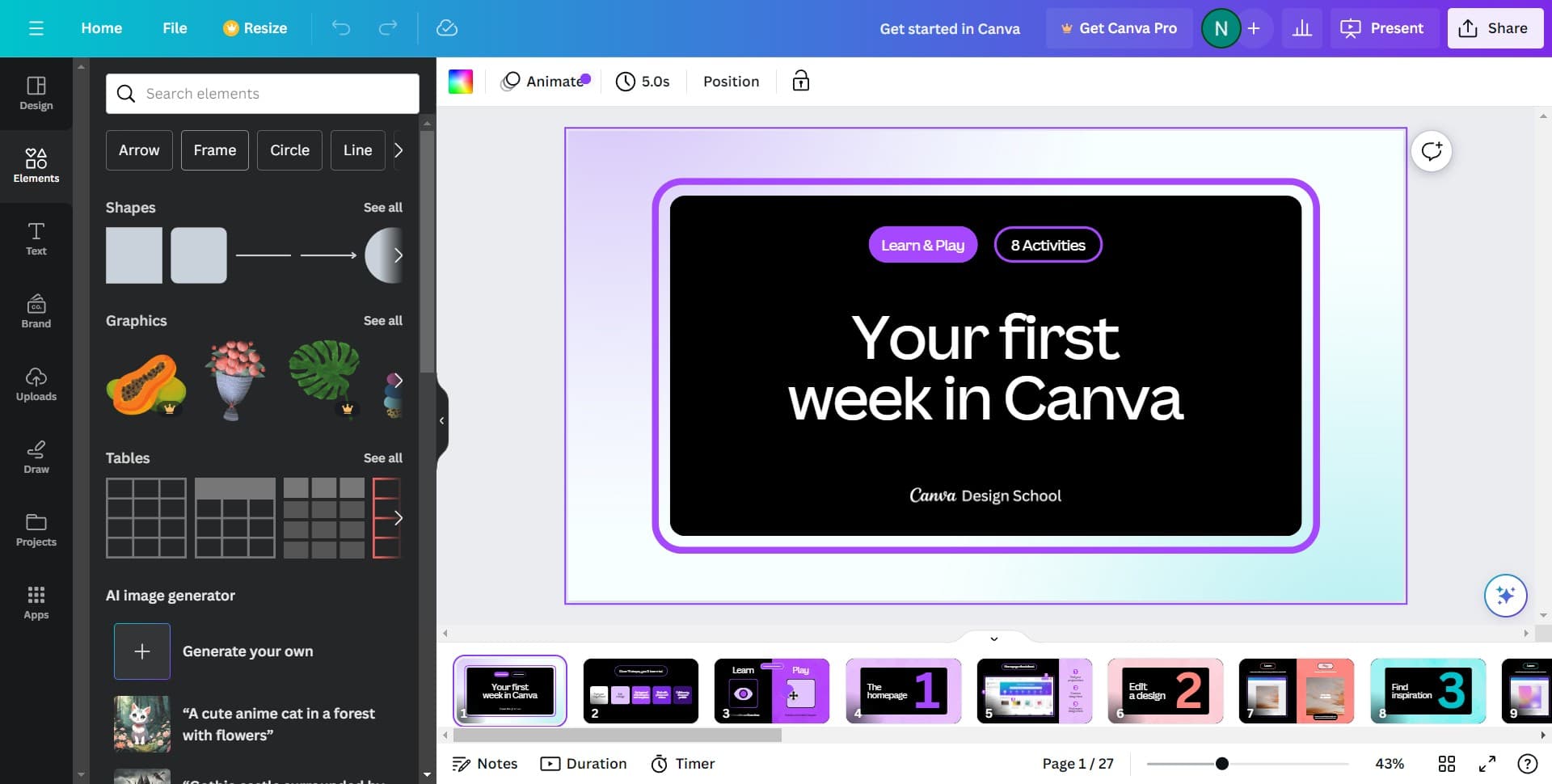 Select the Frame option