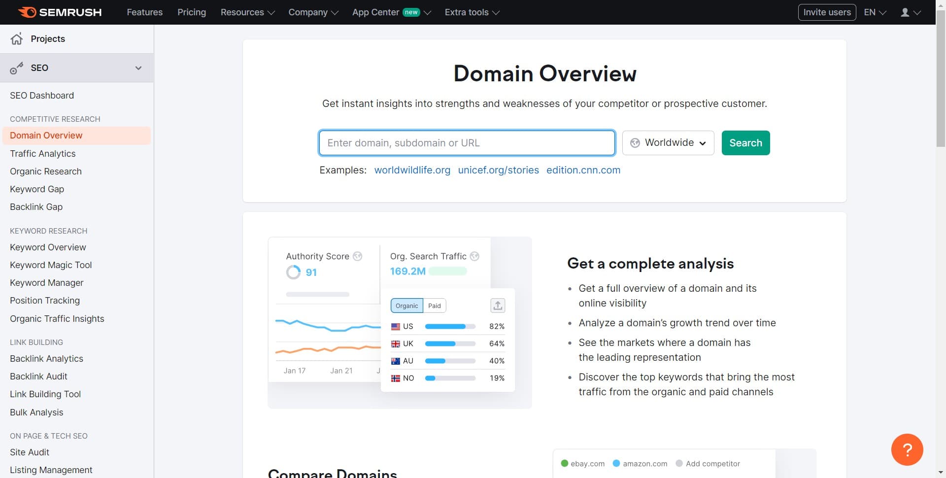 Access the on-page SEO tool