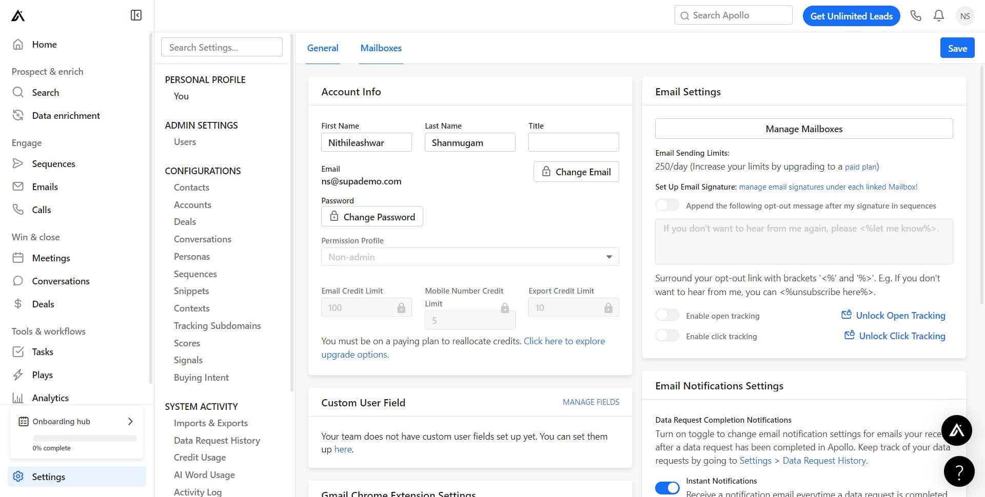 Navigate to Mailboxes section