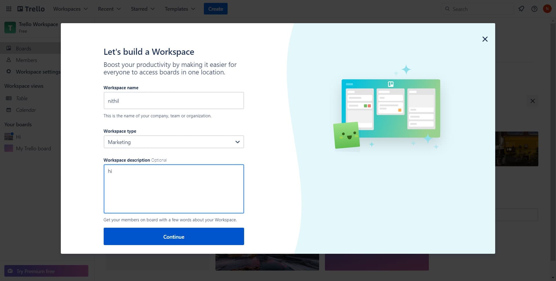 Click Continue to advance