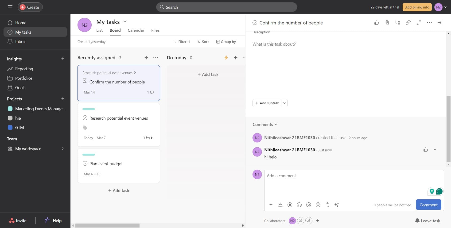 Select assignee and post comment