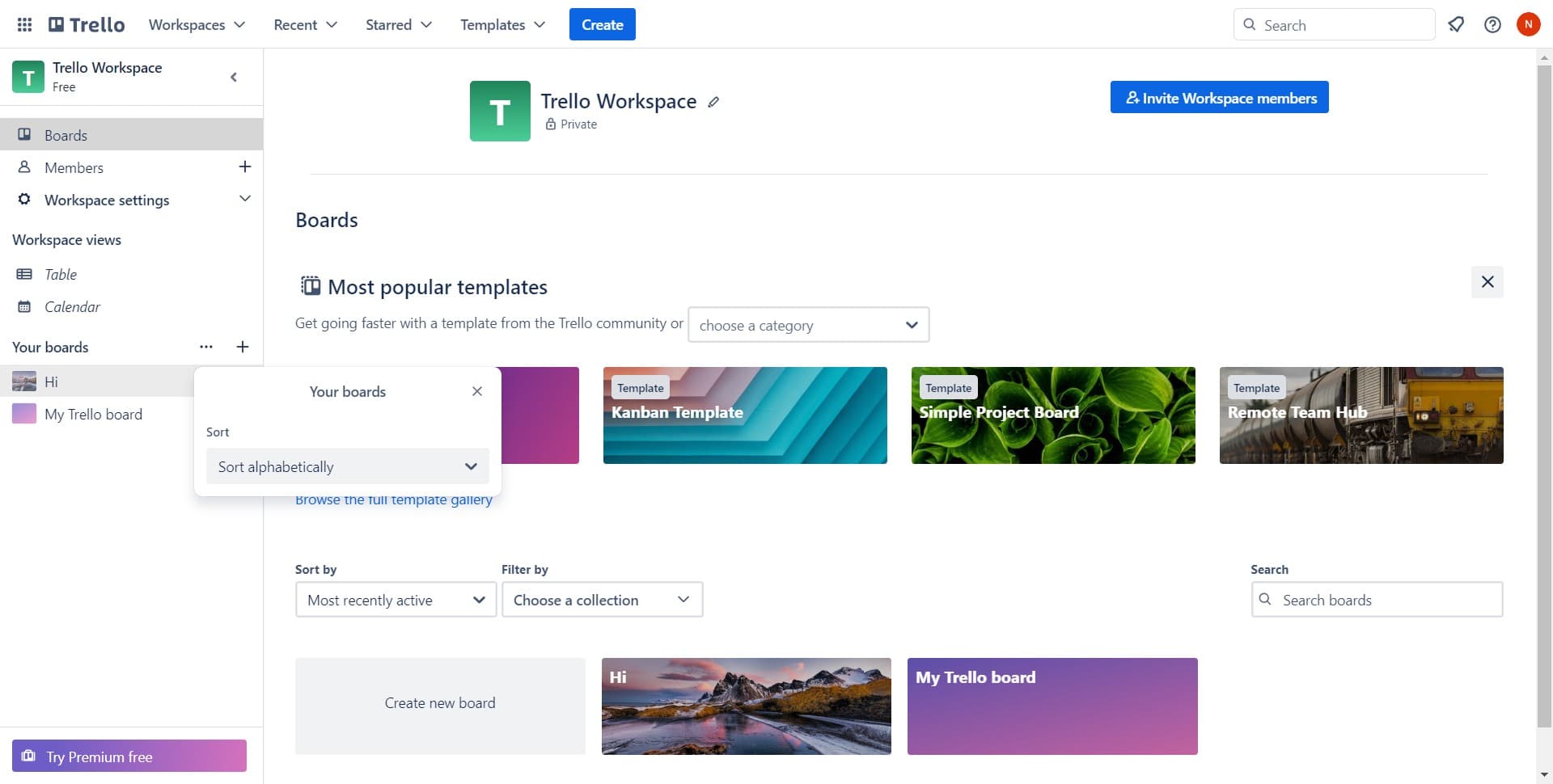 Open your workspace menu