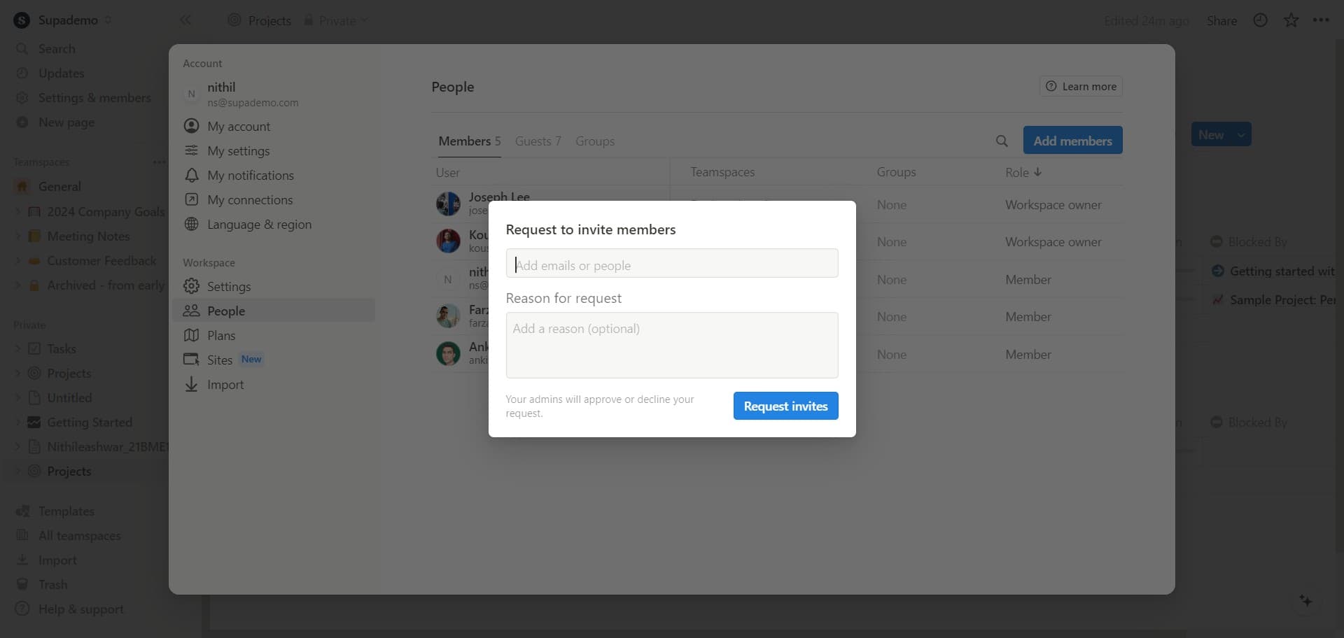 Enter member information