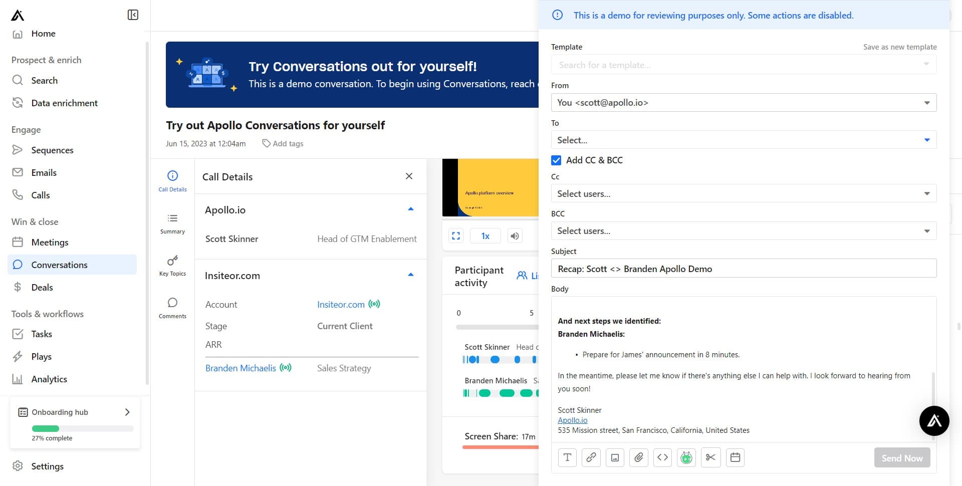 Complete and send the follow-up