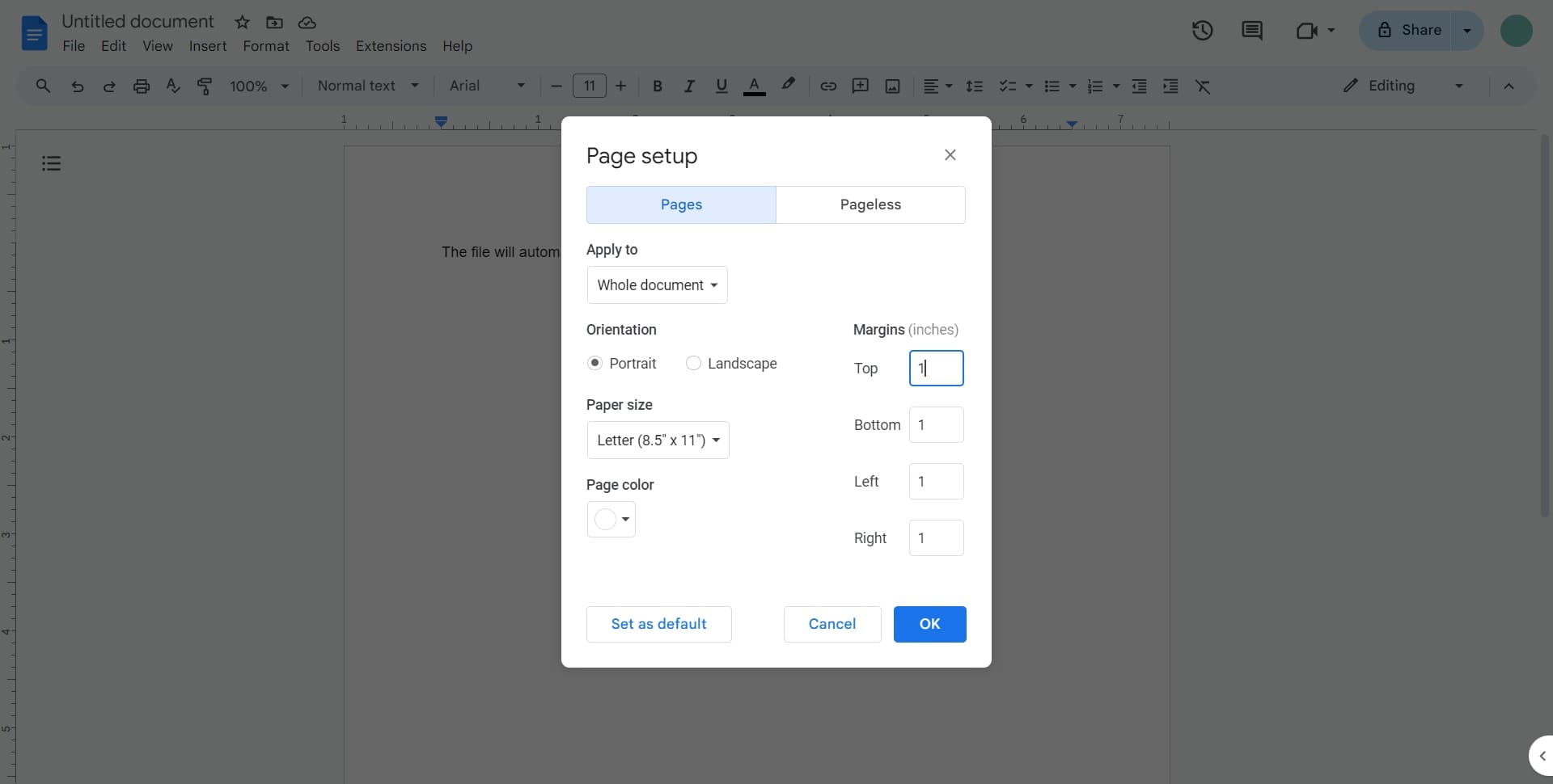 Adjust the margin values