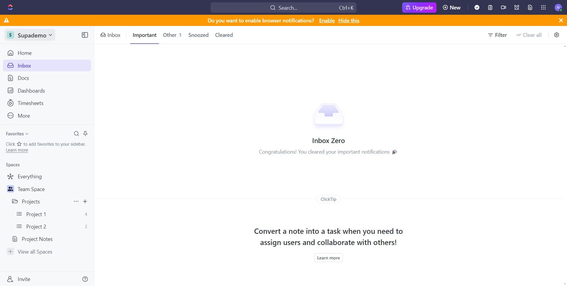 Access your workspace menu
