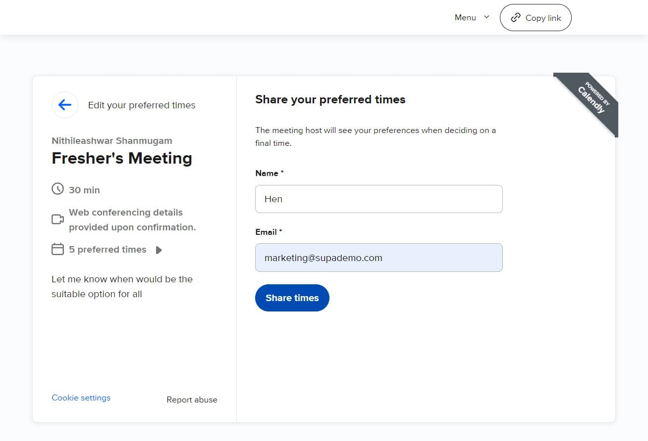 Click on Share times