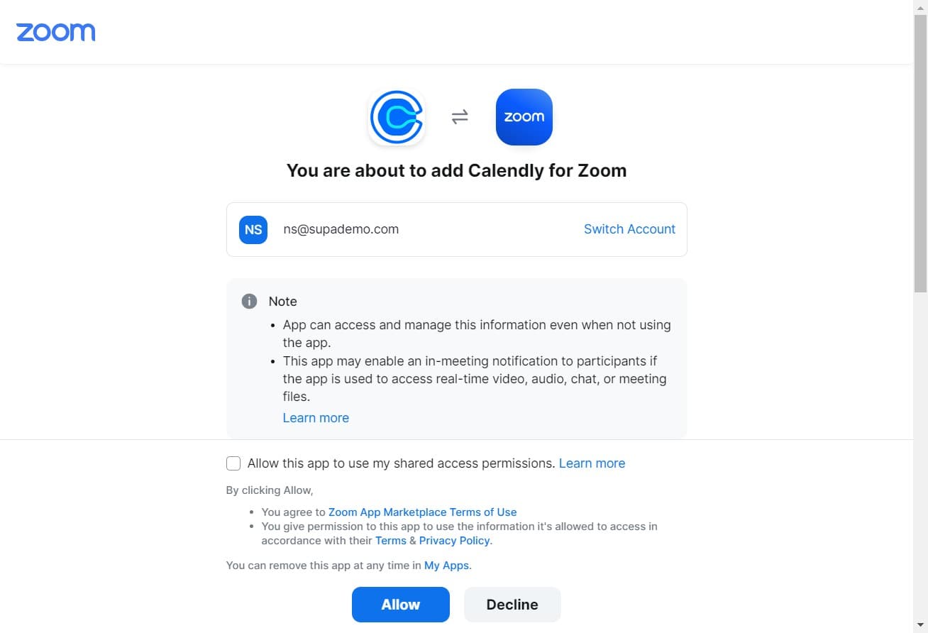 Authorize the connection