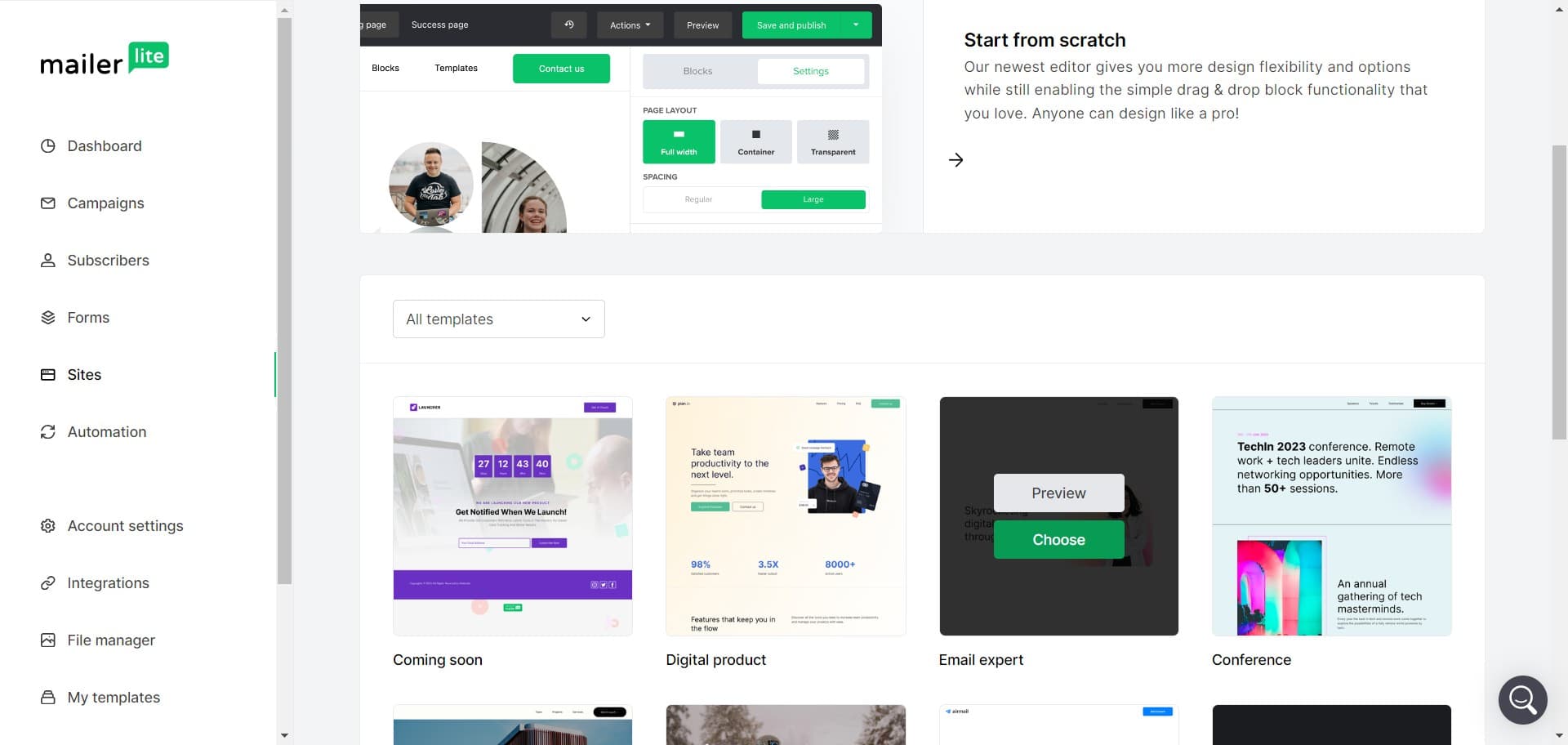 Choose your template