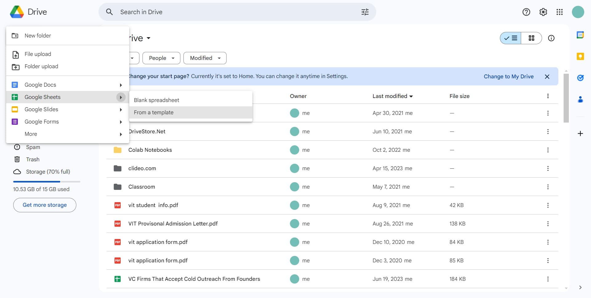 Click on From a template