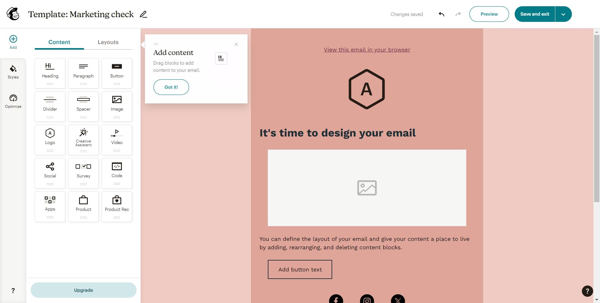 Click on Content Layouts