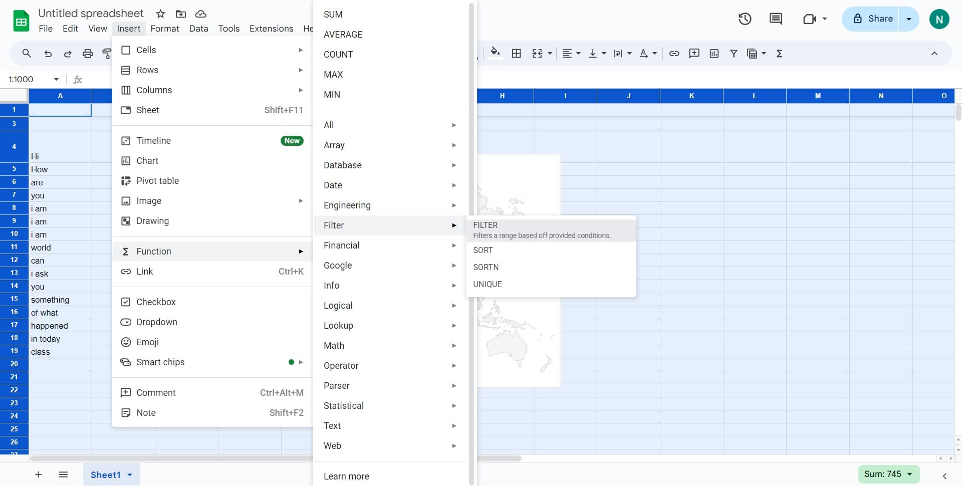 Choose the filter range option