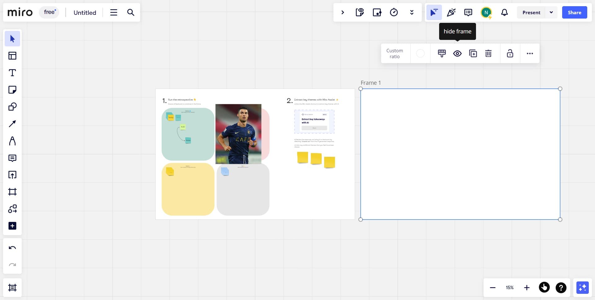 Click the frame selection area