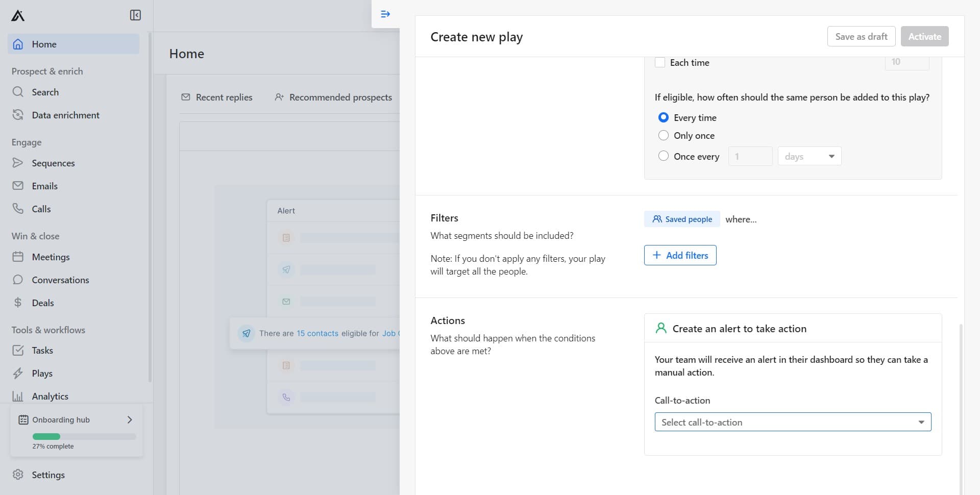 Define the alert action