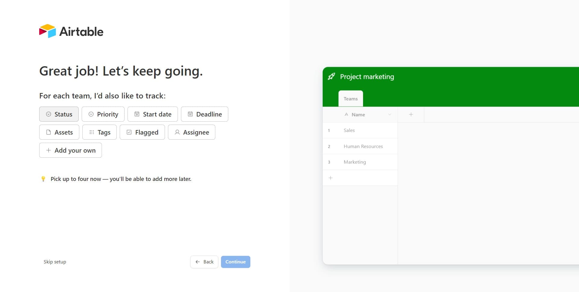 Add Status field to table
