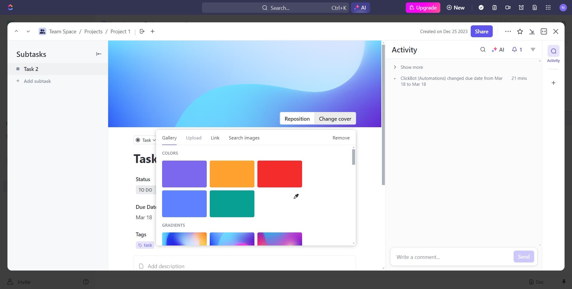 Select the 'Upload' option