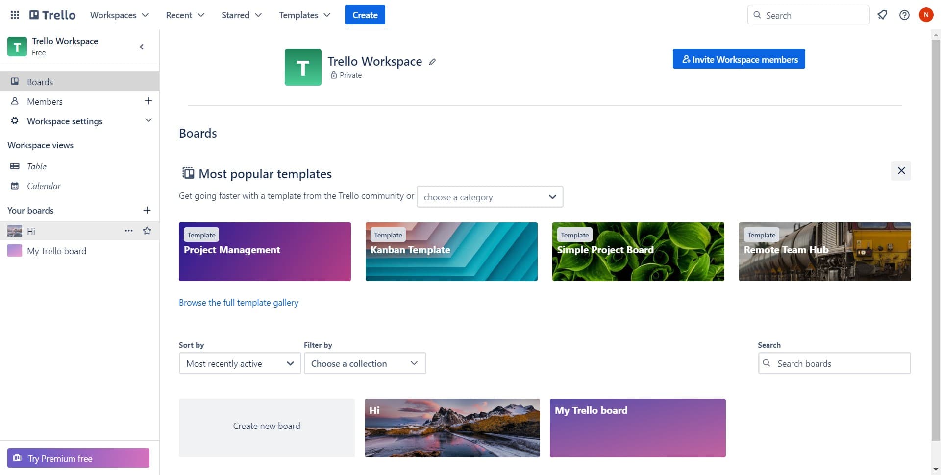 Click on the workspace menu