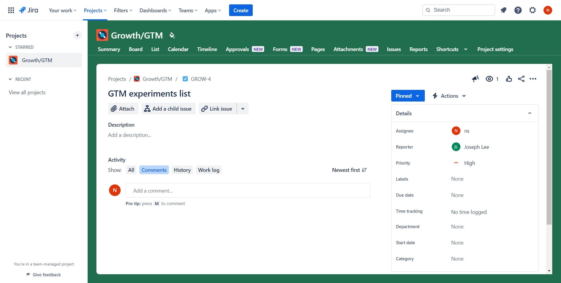 Navigate to the Comments section