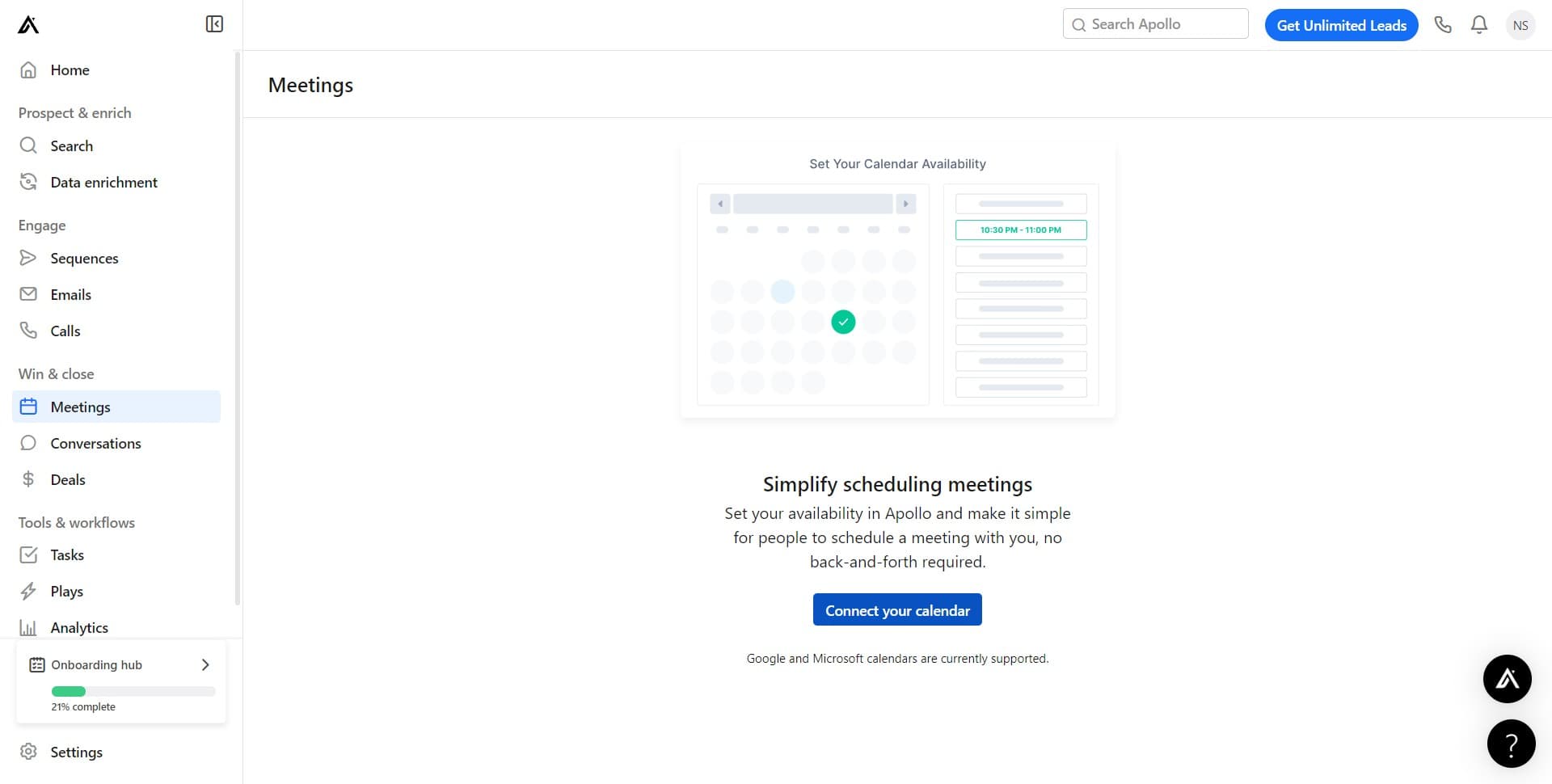 Click 'Connect your calendar'