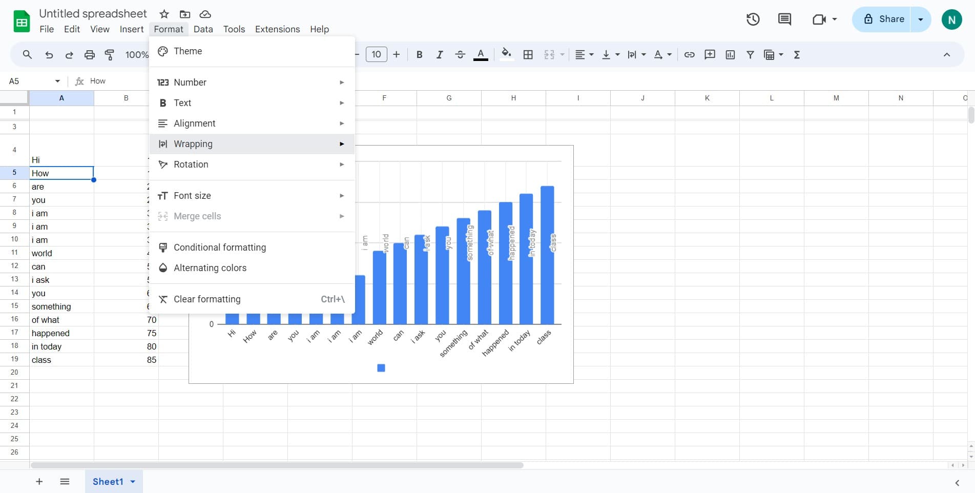 Navigate to Wrapping options