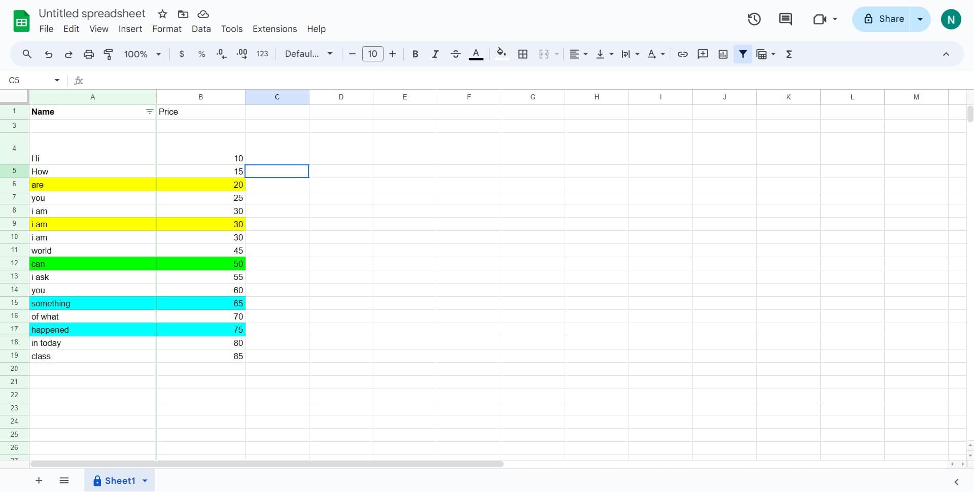 Select the target cell