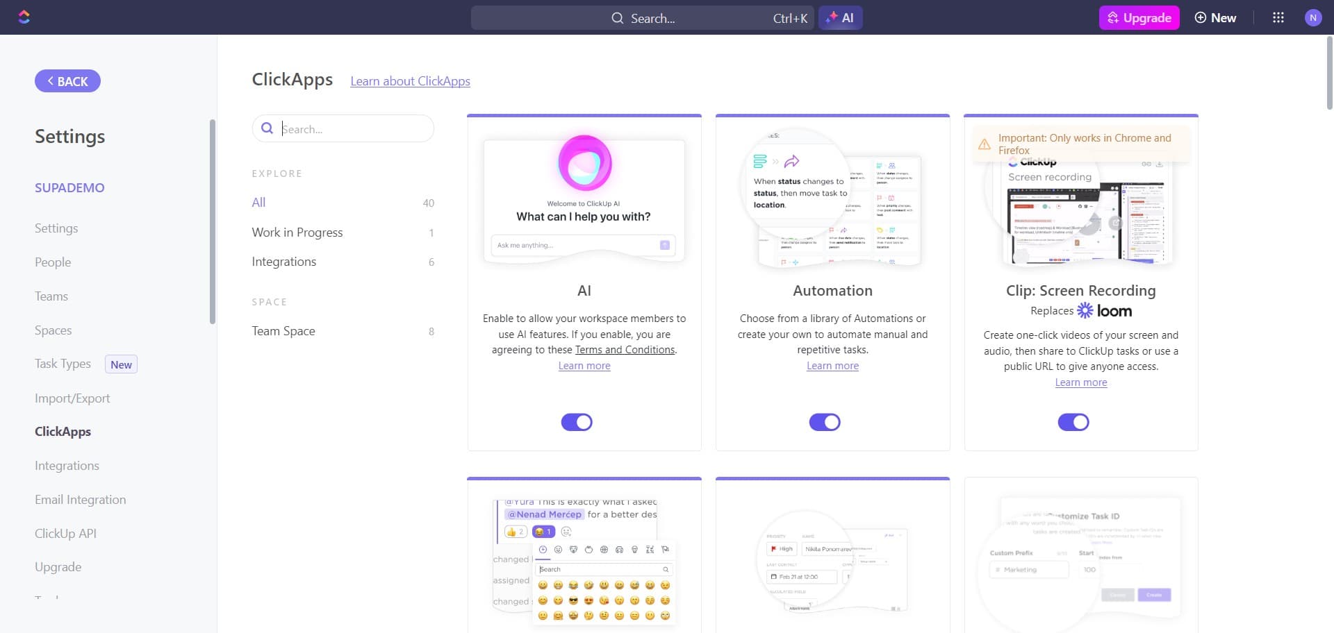 Access email configuration options