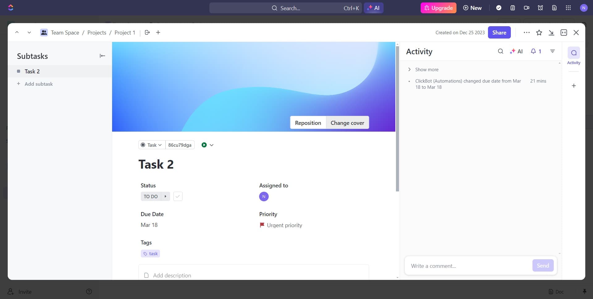 Click on 'Change cover'