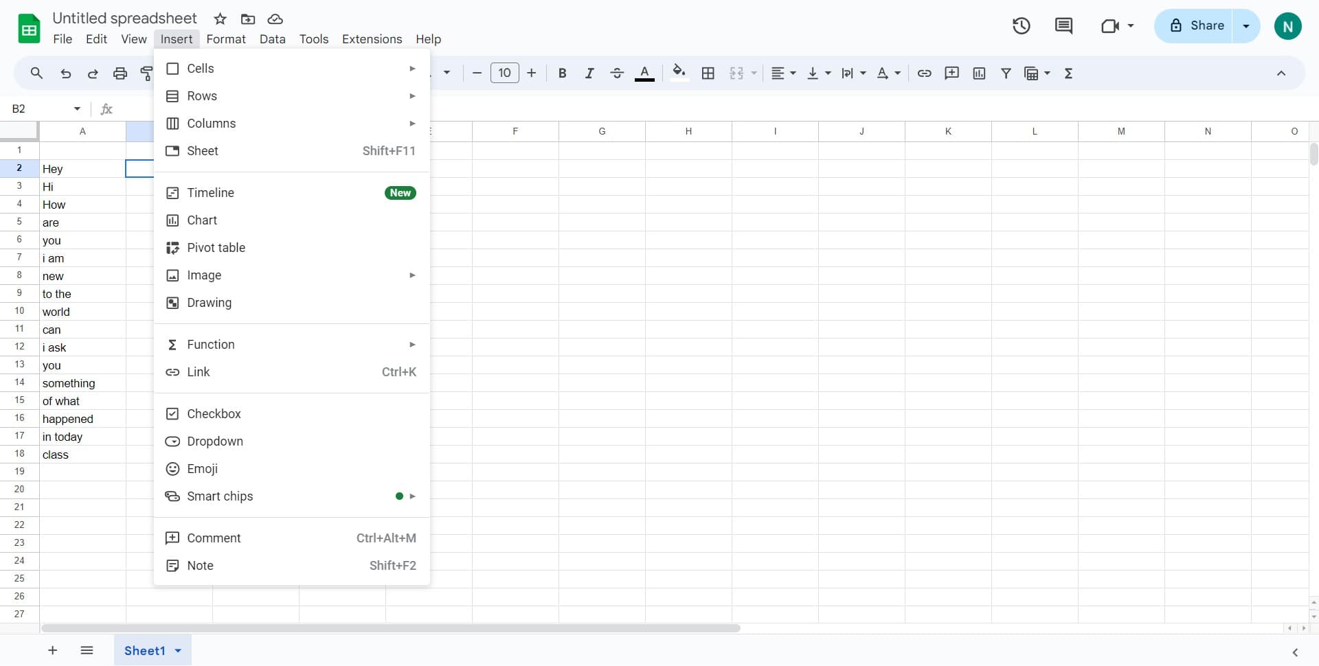 Open the Insert menu