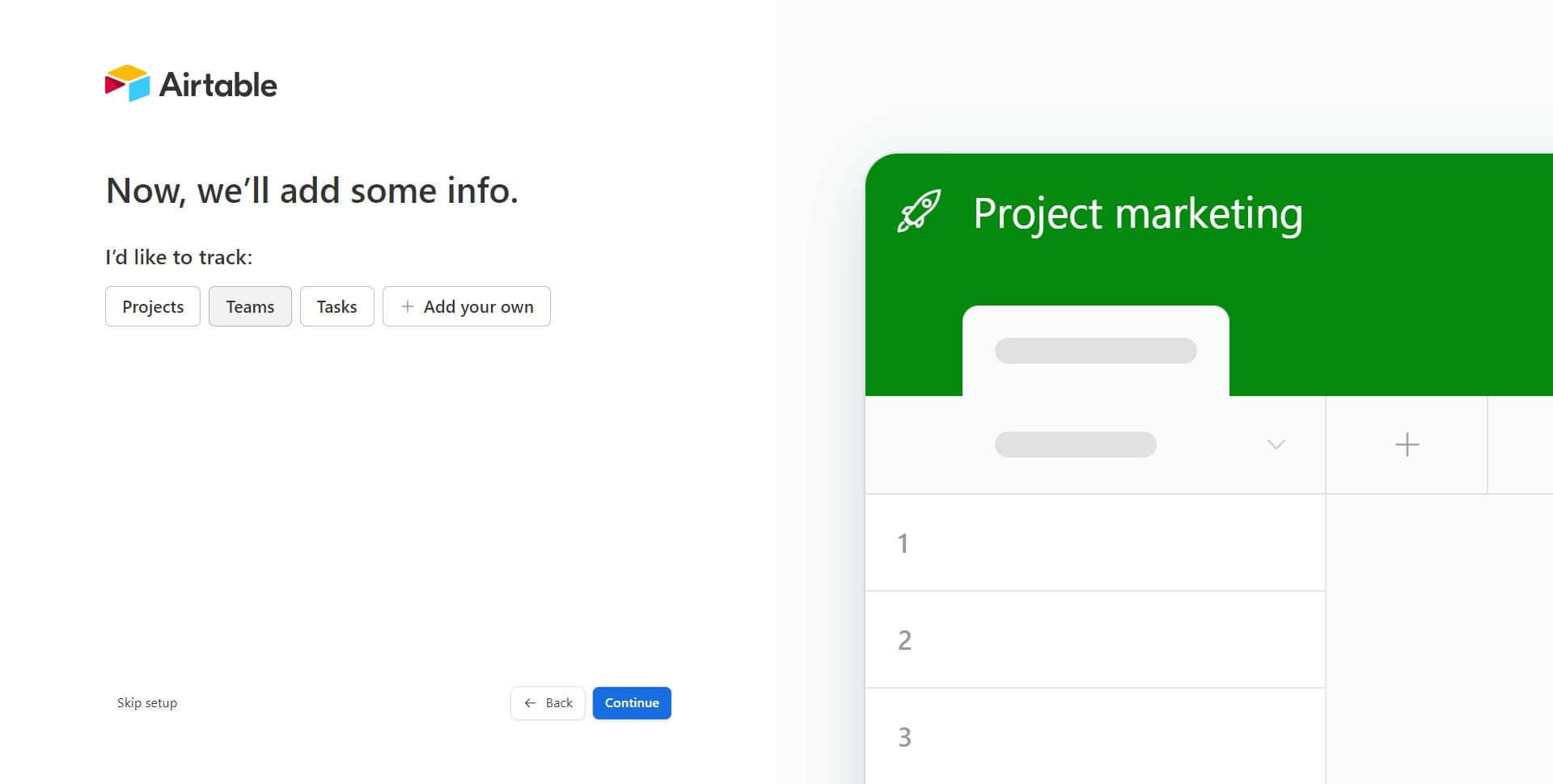Select Teams as your first field