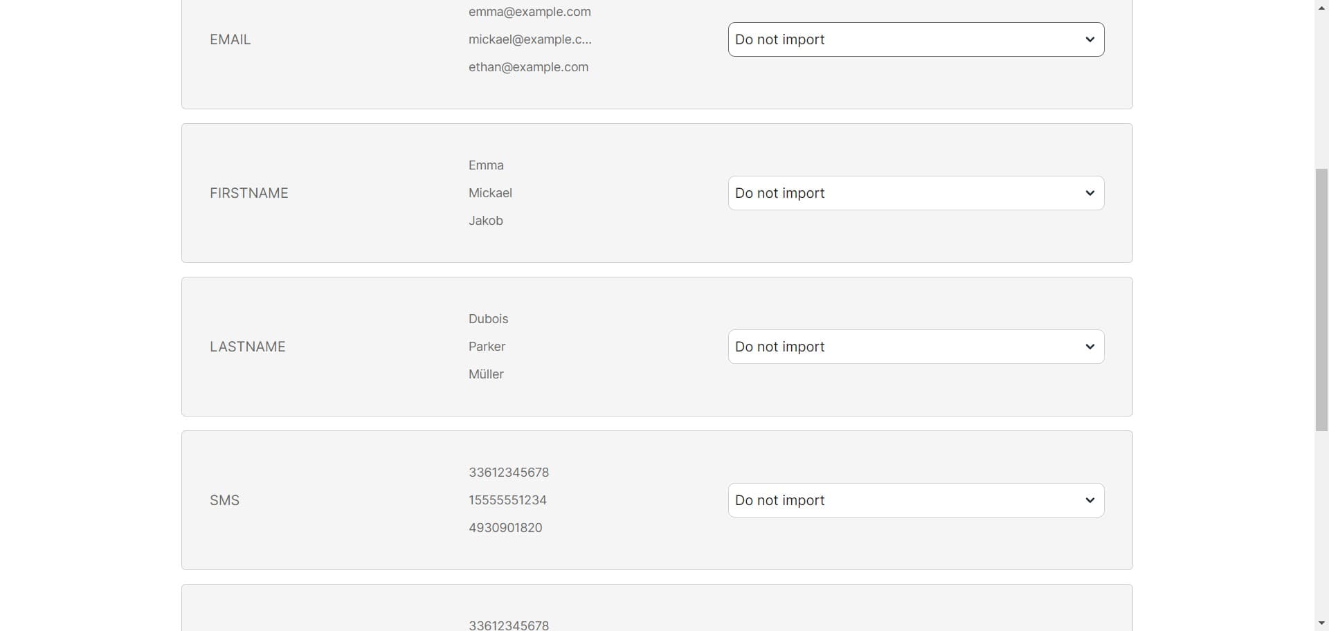 Choose import settings