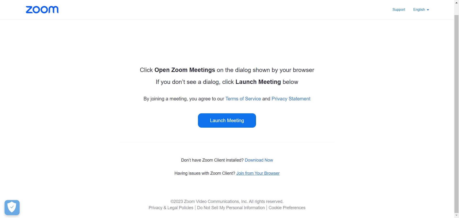 Select browser join option