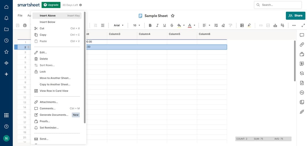 Move Row or Column in Smartsheet | Tutorial