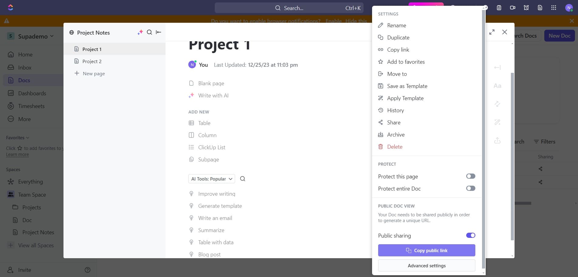 Open Advanced settings