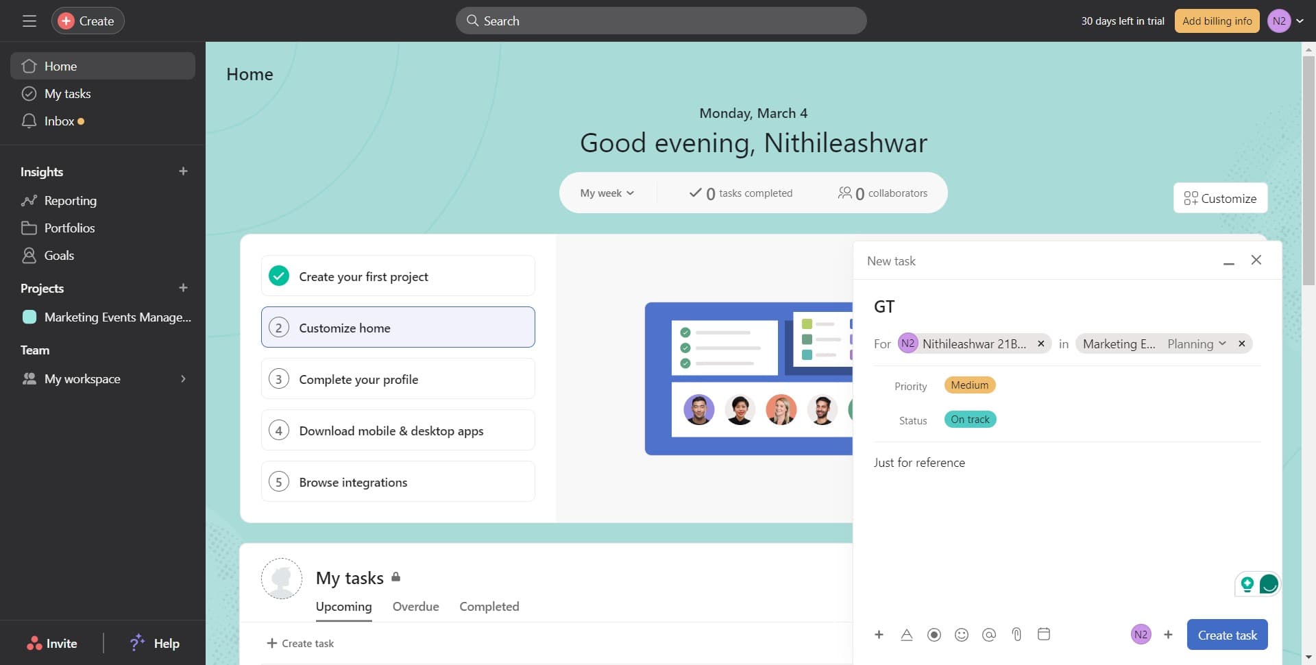 Click on Create task