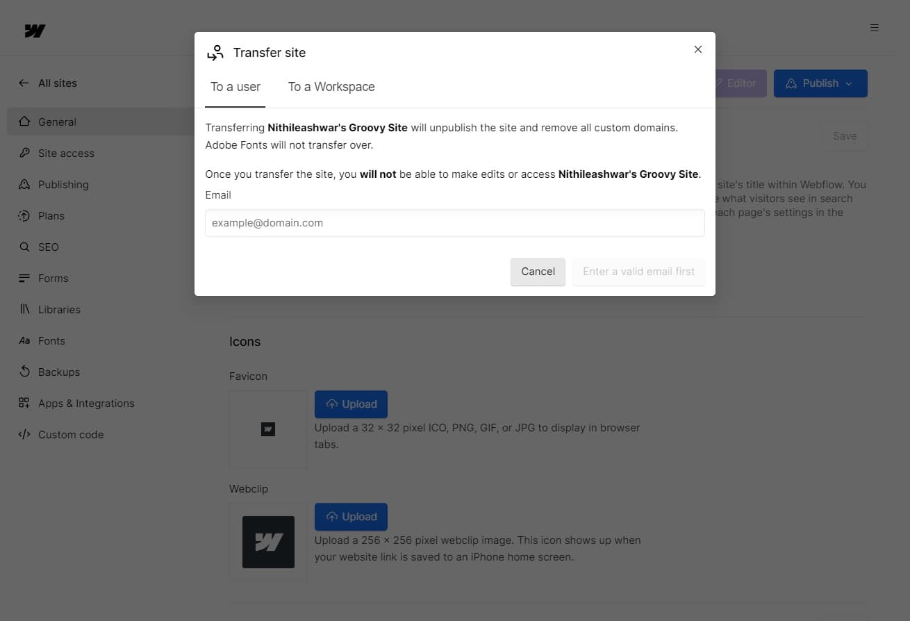 Choose Destination Workspace