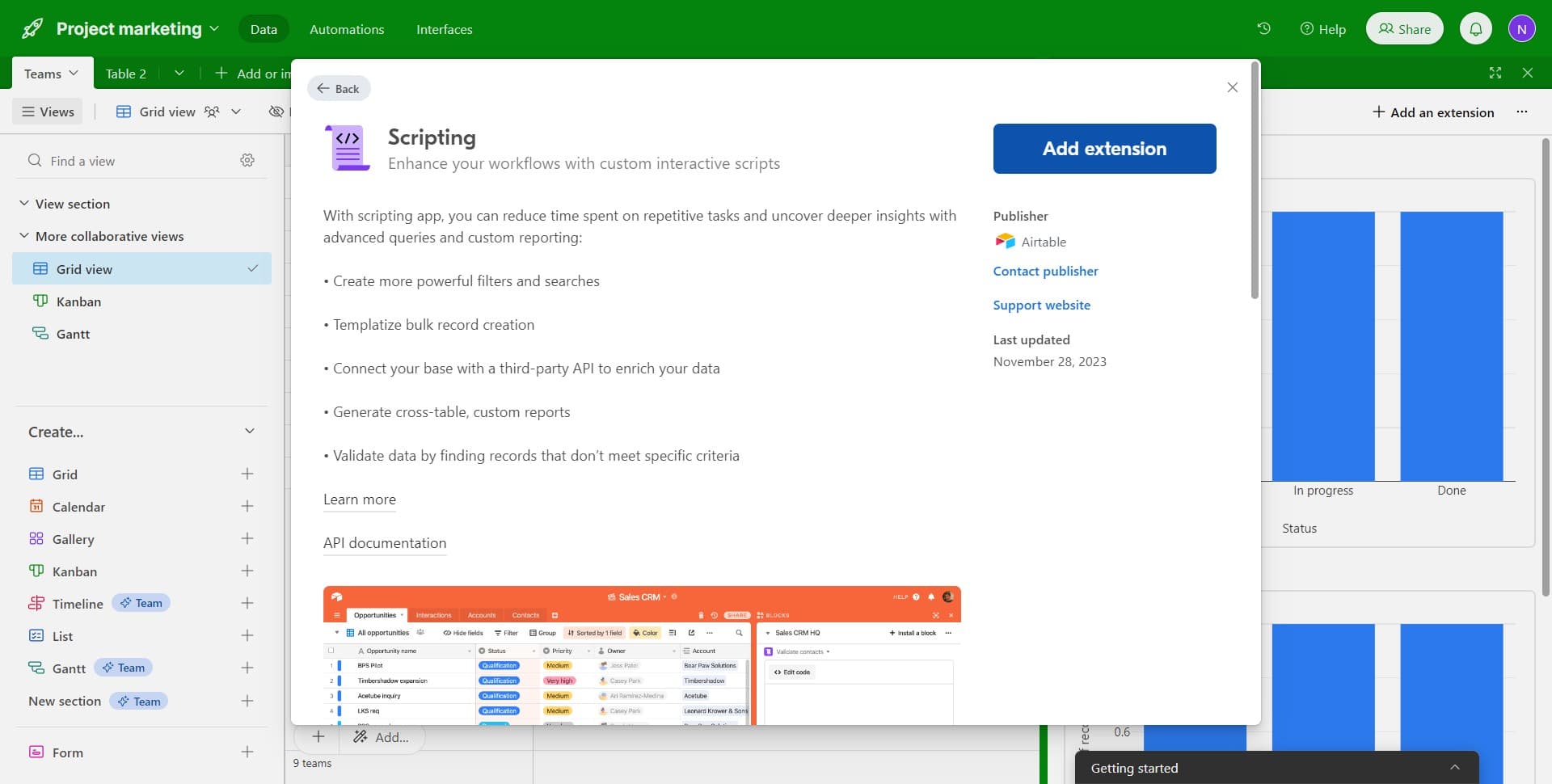 Confirm adding the extension