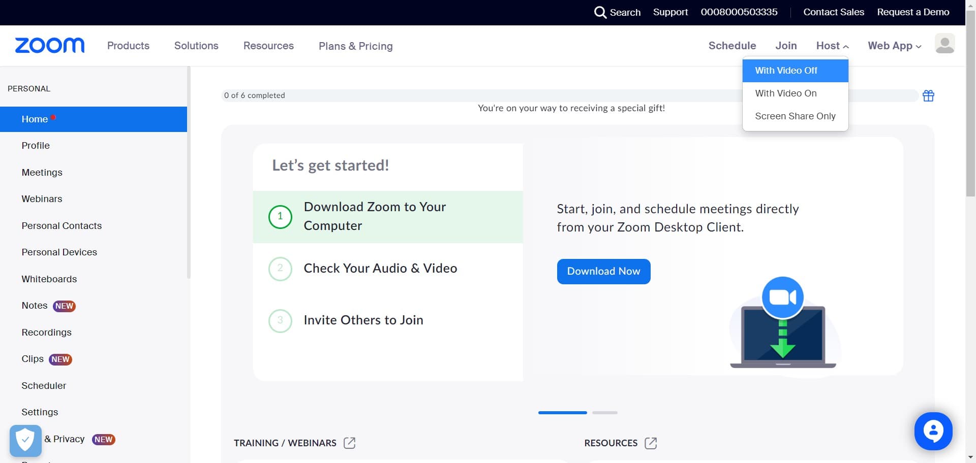 Click on With Video Off