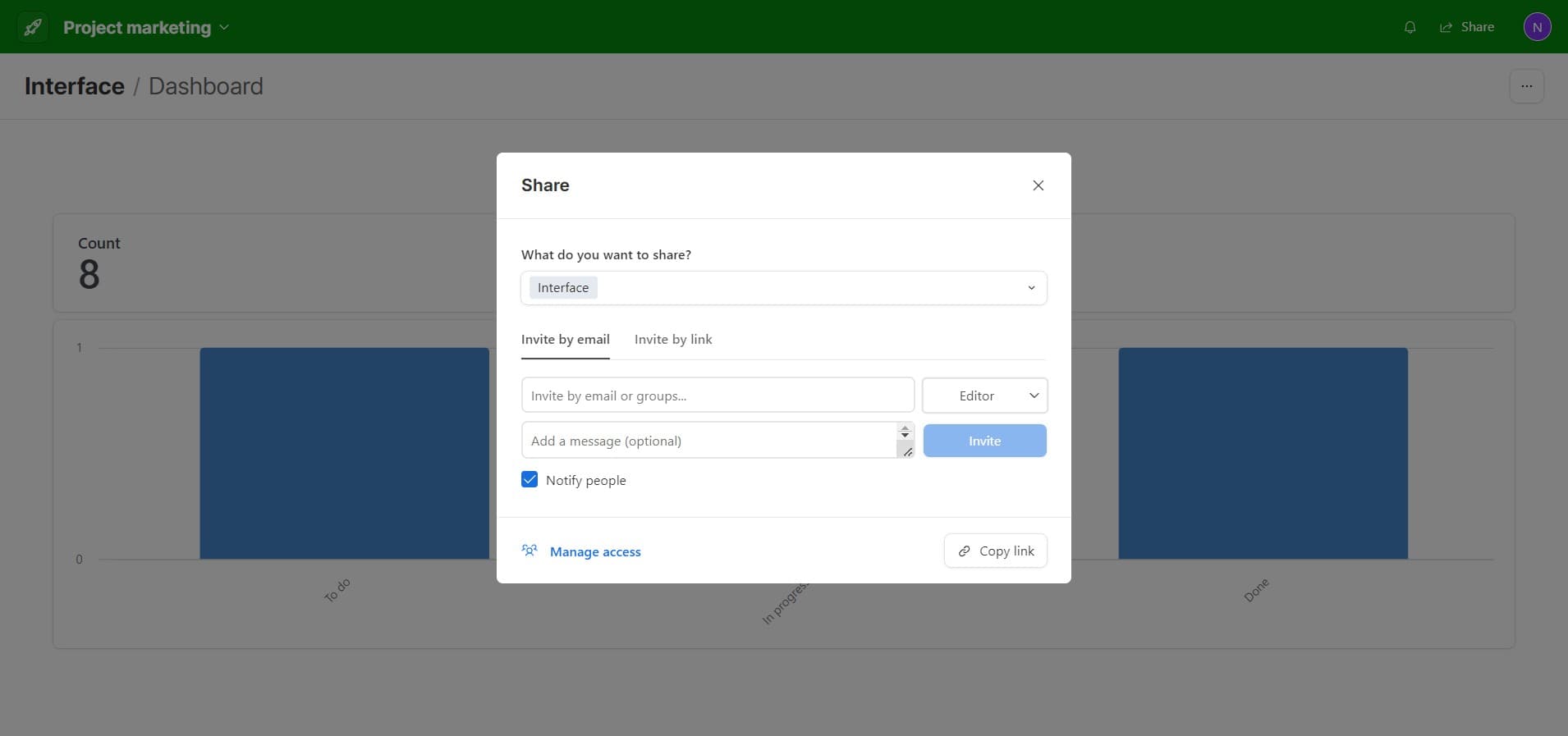 Generate shareable link
